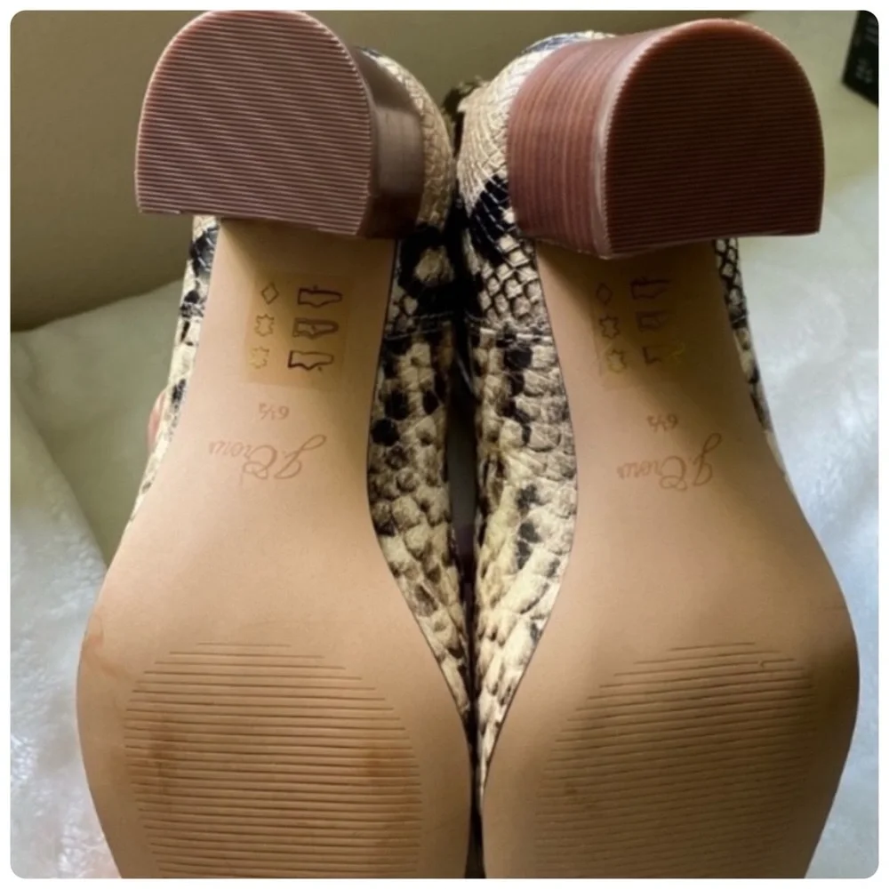 NIB J Crew Leather Willa Snake Embossed  Stacked-Heeled Boots size 6.5